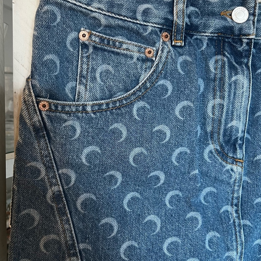 Marine Serre Crescent Pattern Denim Mini Skirt - Picture 2 of 11